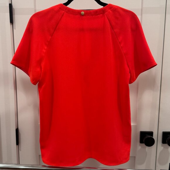 Trina Turk Neon Pink/Orange V-Neck Sleeve Blouse, Size S - Picture 3 of 4